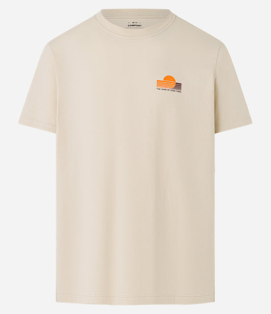 Maglietta Comfort beige con stampa Surf Wild Life Outside