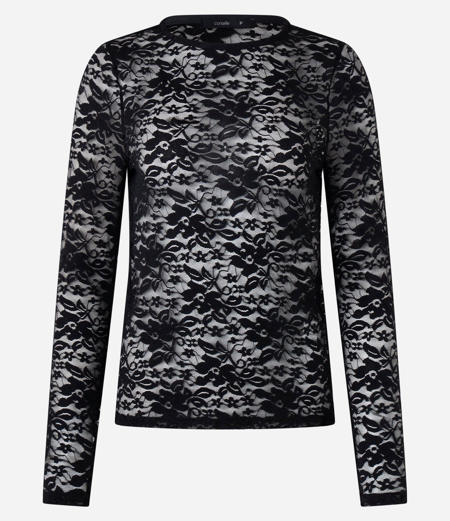 Camicetta in pizzo nero con texture floreale