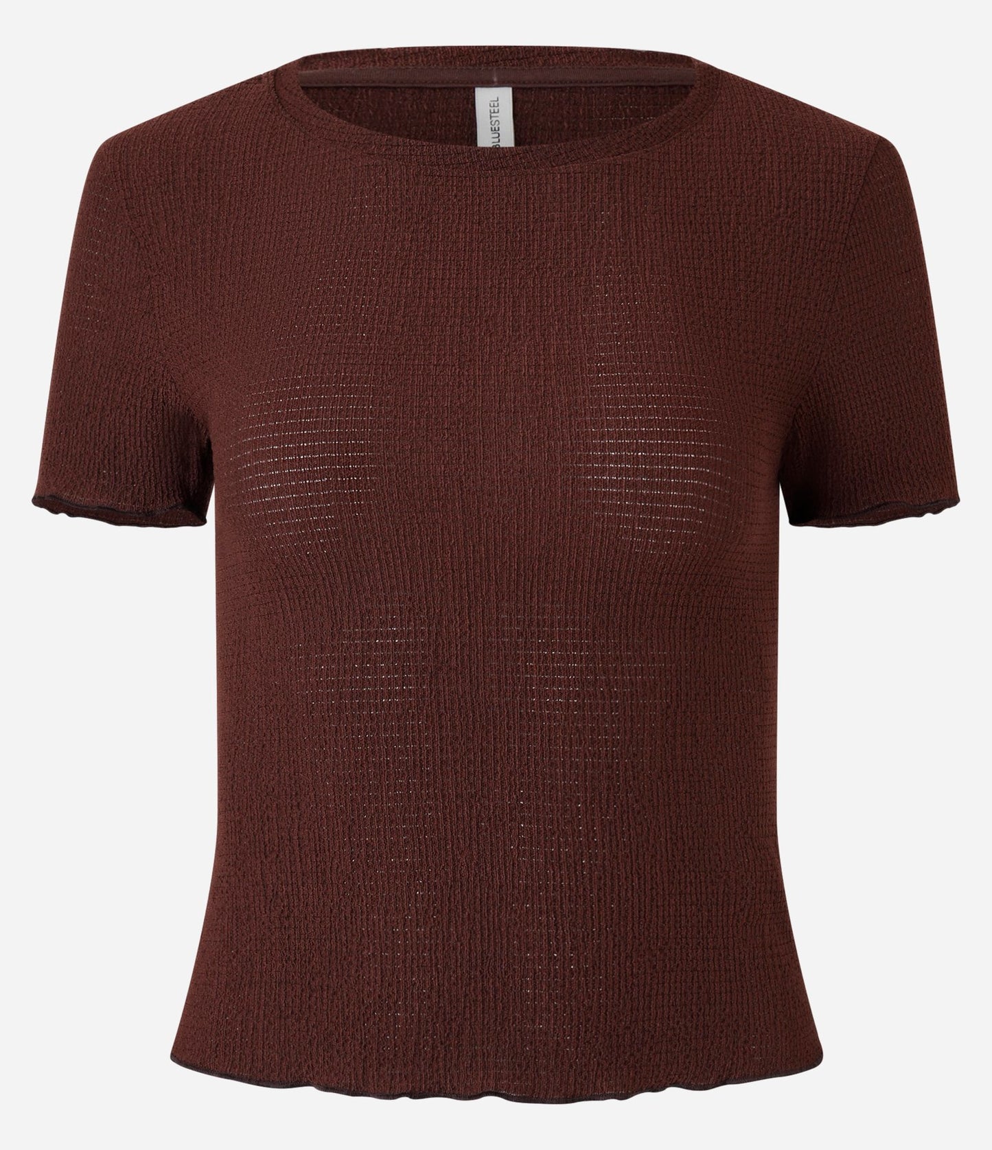 Textured Blouse with Brown Overlock Stitching