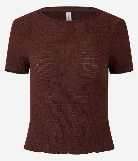Blusa Texturizada com Costura Overlock Marrom