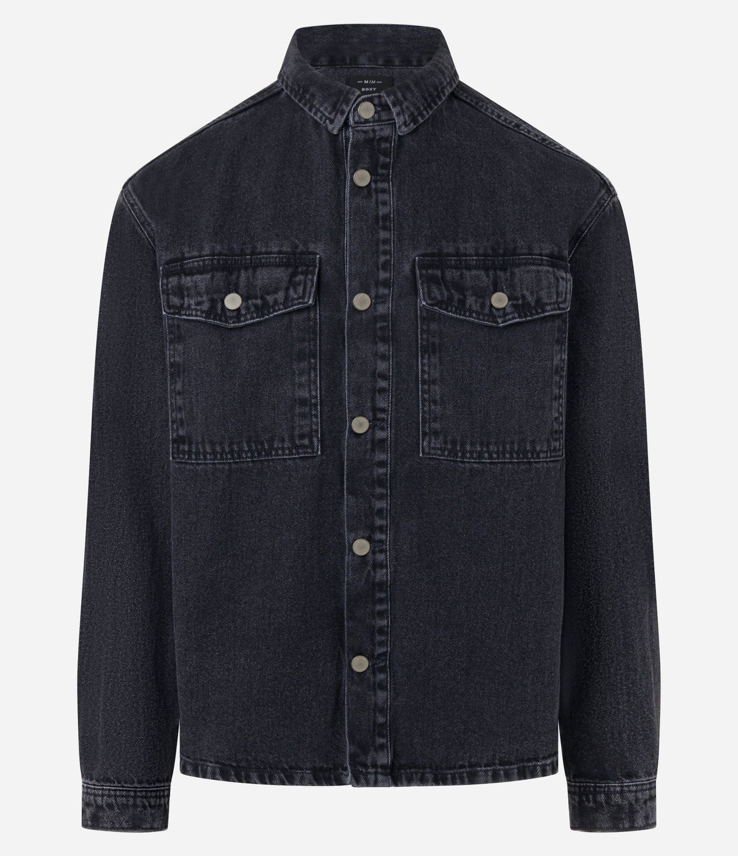 Camicia in denim oversize con effetto marmorizzato nero