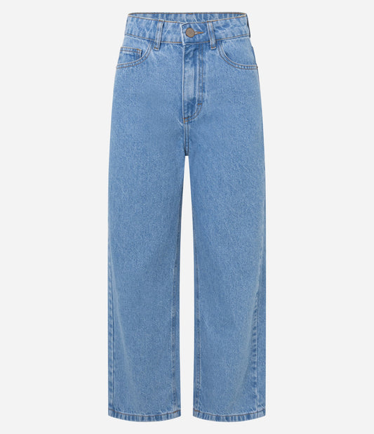 Light Blue Classic Wash Straight Cropped Jeans