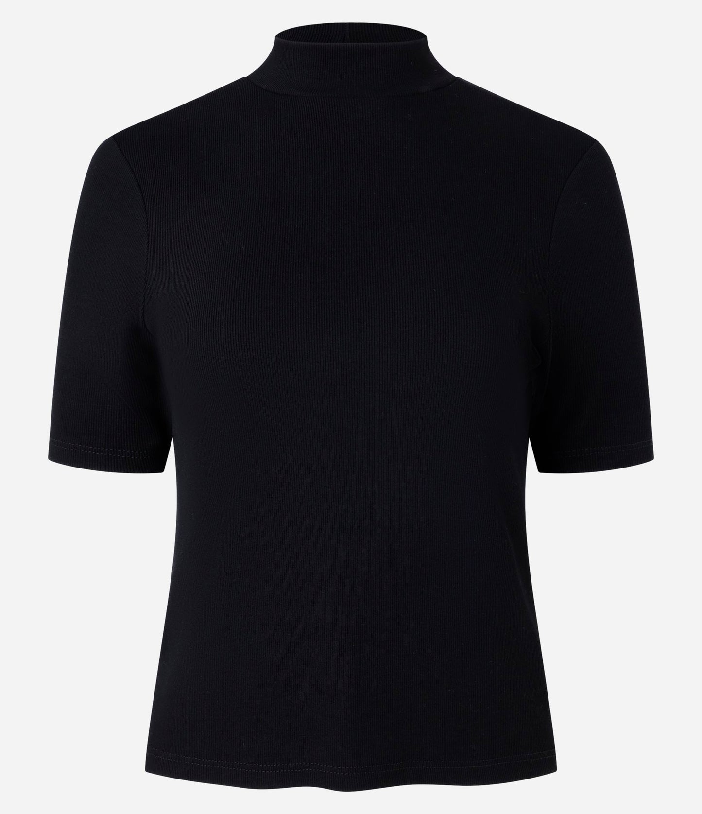 Ribbed High-Neck Black Blouse