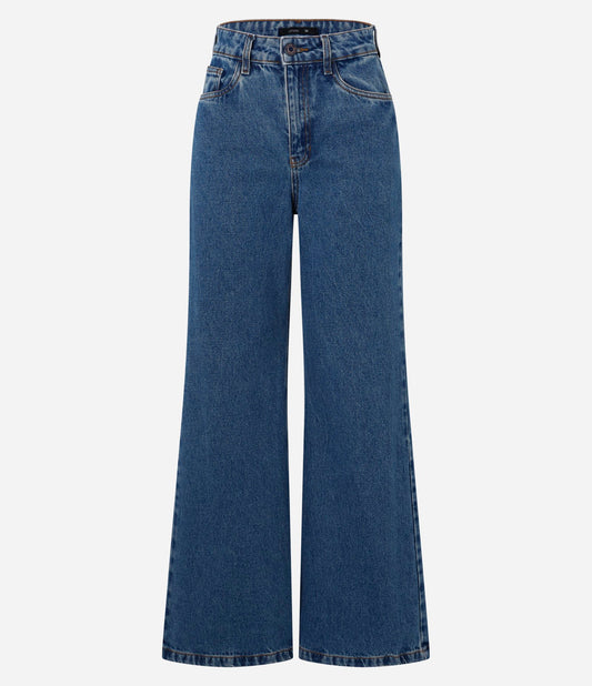 Calça jeans Flare azul de cintura alta