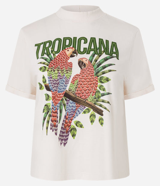 Camiseta de algodón con estampado tropical Off-White