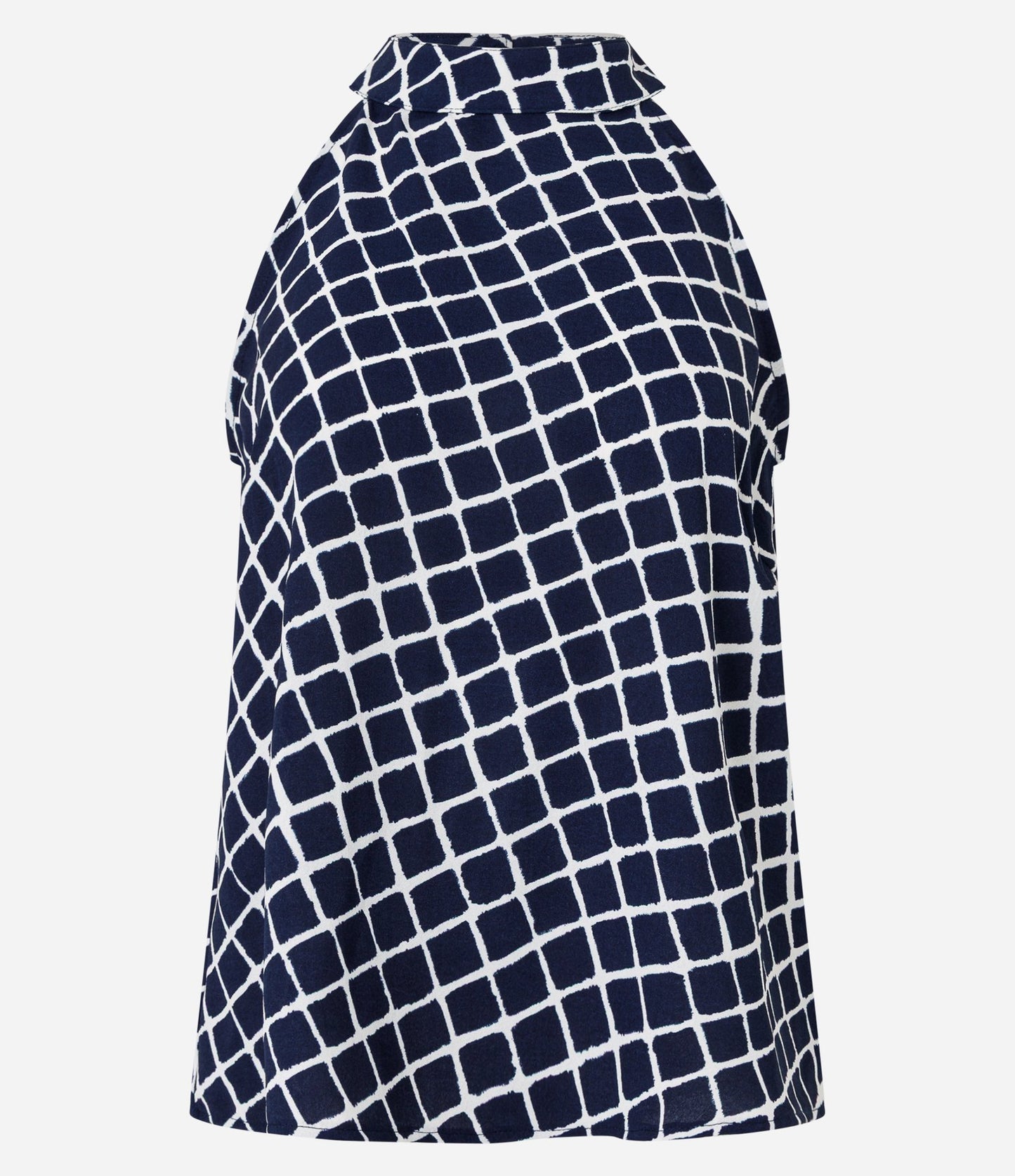 Camicetta blu navy con colletto ripiegato e effetto airflow