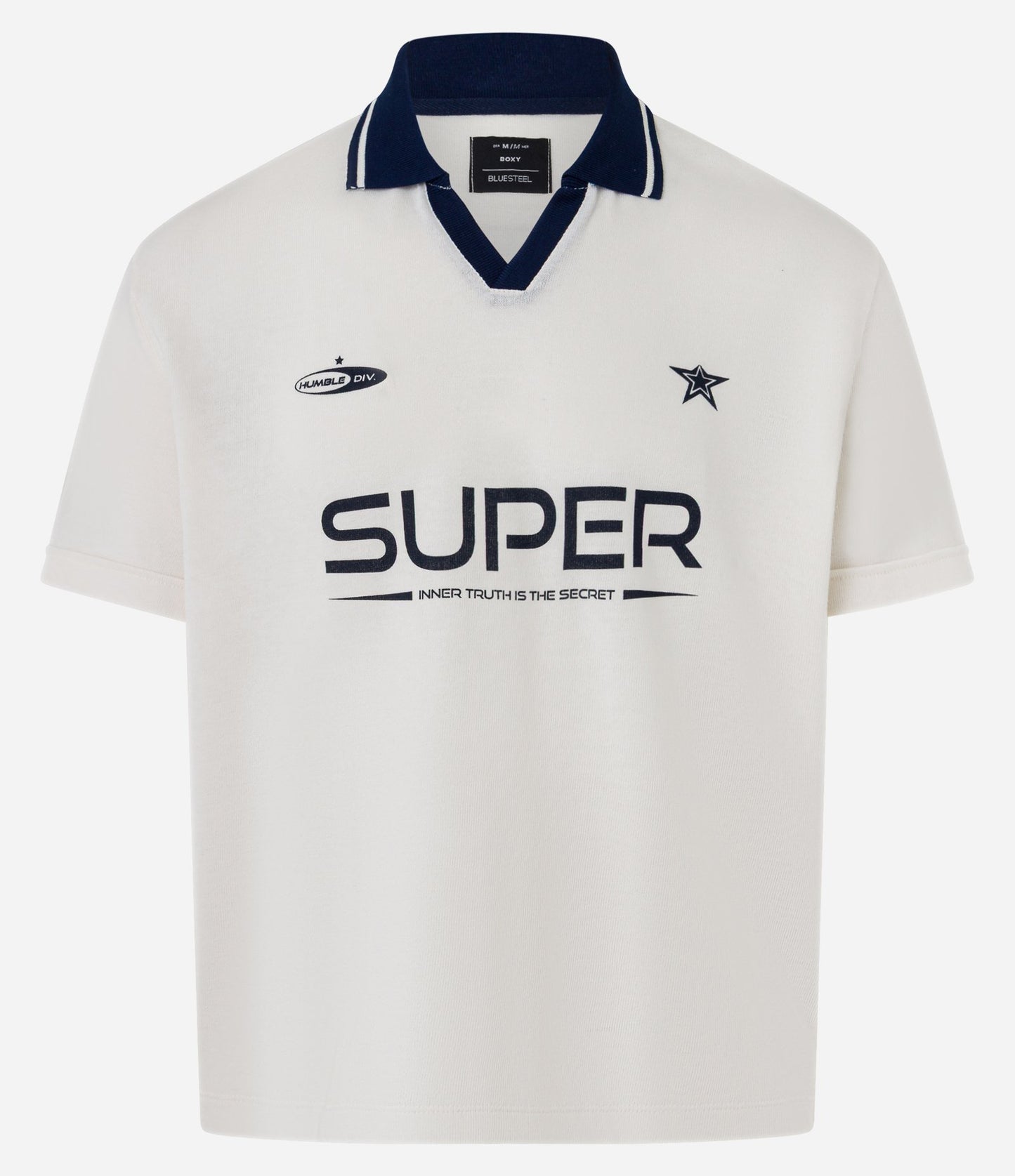 Beige Boxy Sportcore Polo Collar T-Shirt
