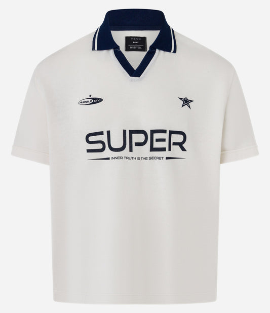 Maglietta beige con colletto a polo Boxy Sportcore