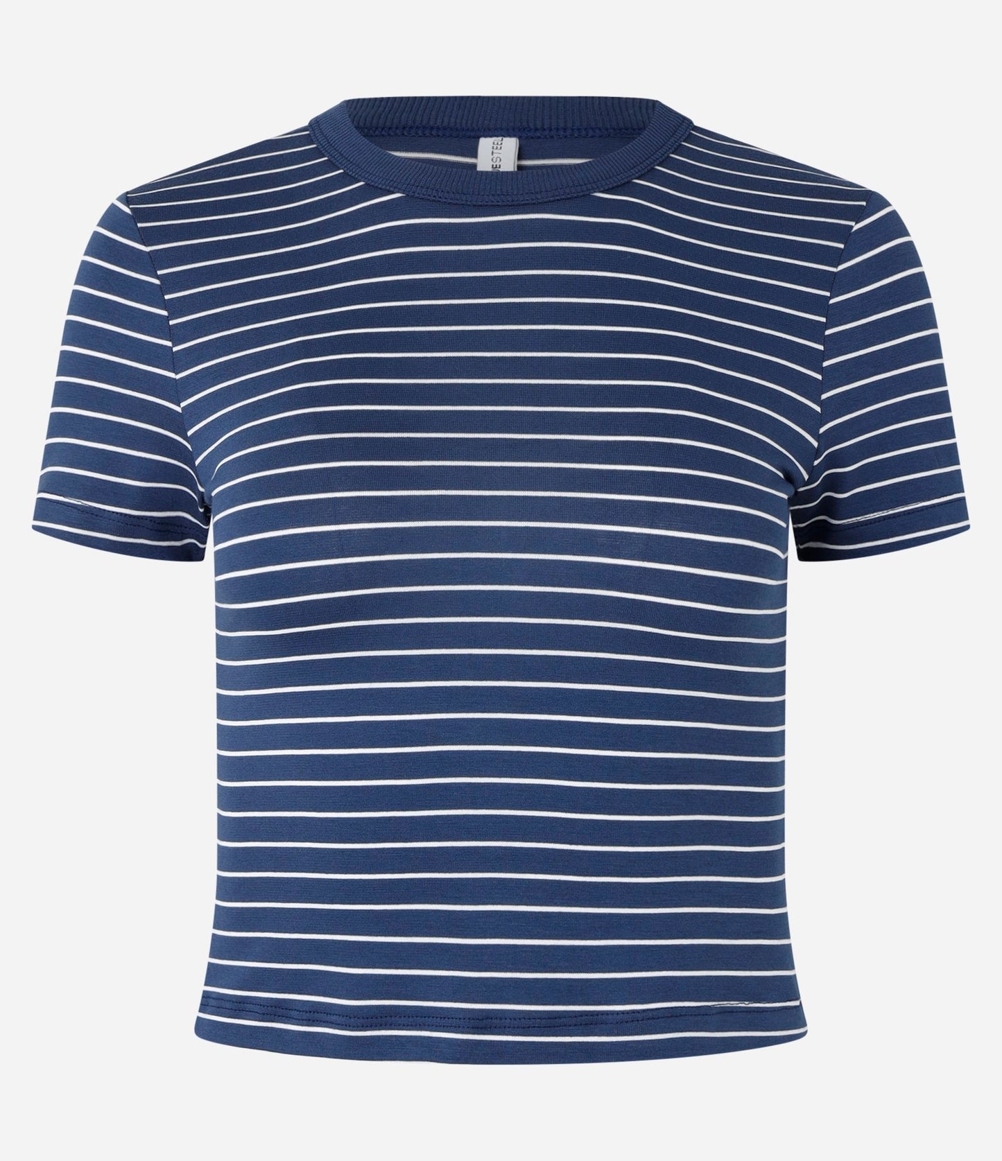 Blusa de rayas azul acanalada básica