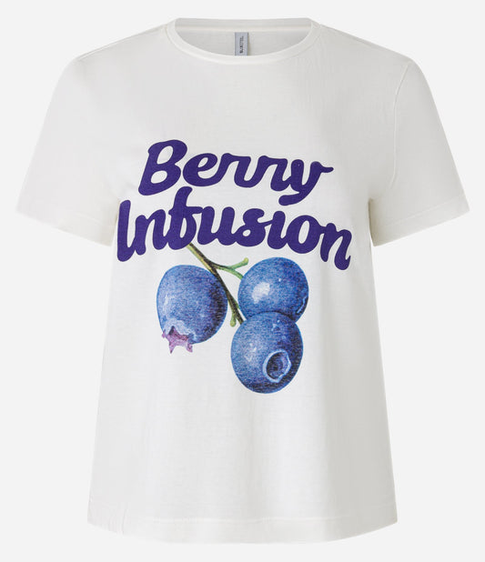 Cotton Blouse with Berry Infusion Print in White