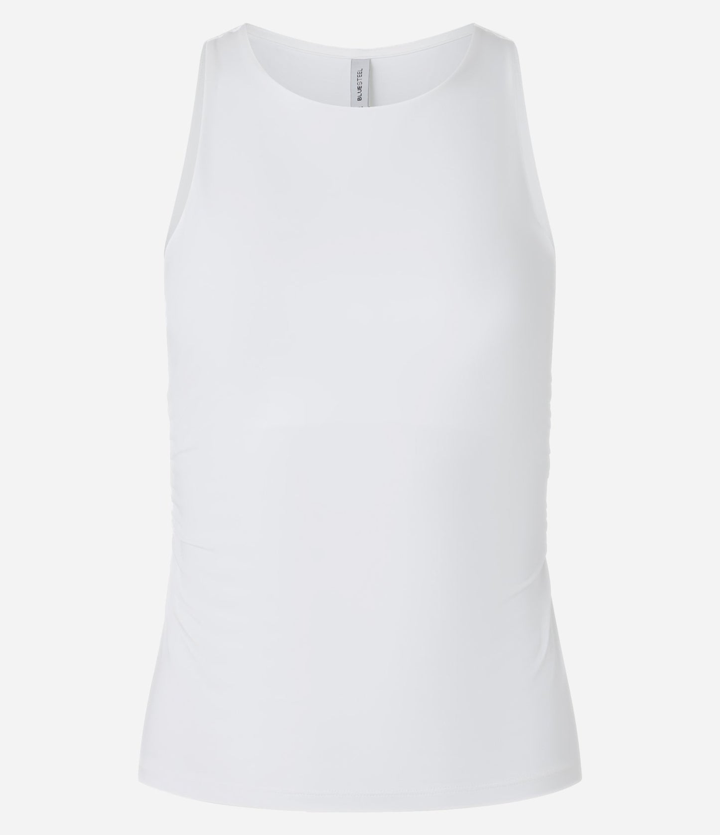 Canotta bianca aderente in microfibra con ruche laterali