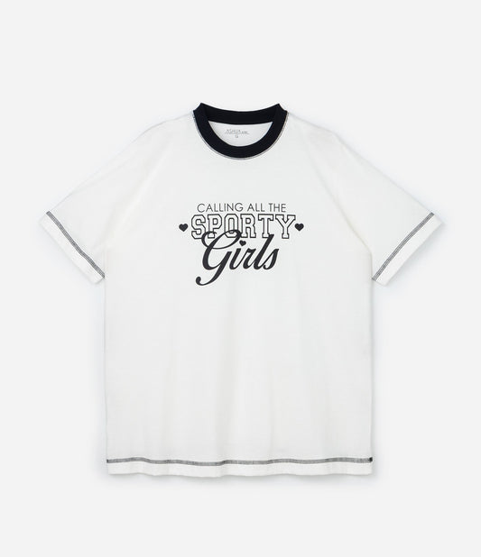 White Extended T-Shirt for Sporty Girls - Curve & Plus Size
