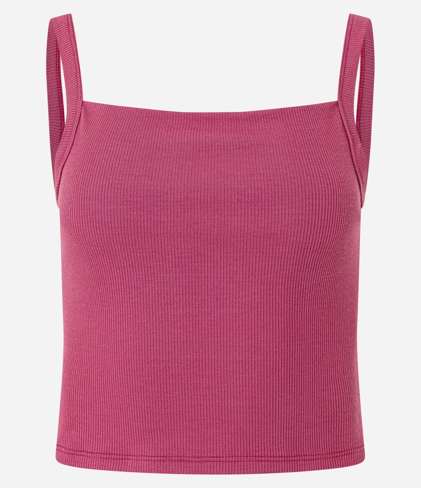 Canotta a coste con spalline sottili e texture rosa chiaro
