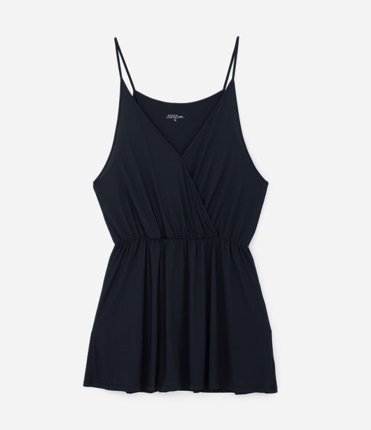 Capa de praia de microfibra preta com design cruzado - Curve e Plus Size