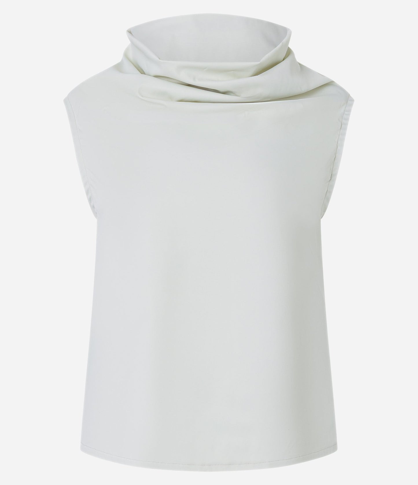 Blusa sem Mangas com Gola Alta em Branco Gelo