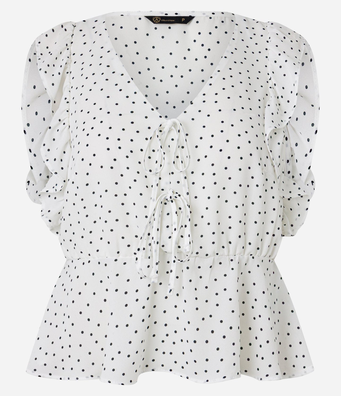 Blusa de Crepe com Amarração e Estampa de Poás Brancos