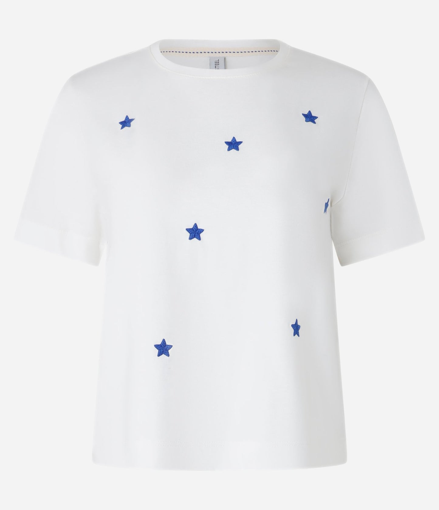 Camiseta blanca de algodón con bordado de estrellas