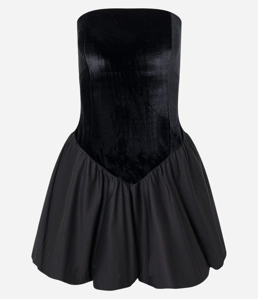 Vestito a bolle in velluto nero senza spalline
