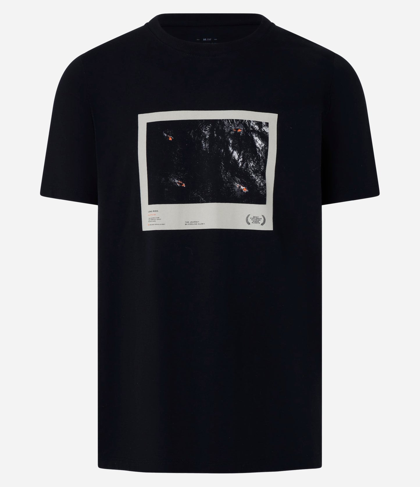 Camiseta regular fit de algodón con estampado fotográfico del mar negro