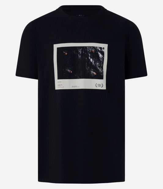 Maglietta in cotone dal taglio regolare con stampa fotografica del mare nero