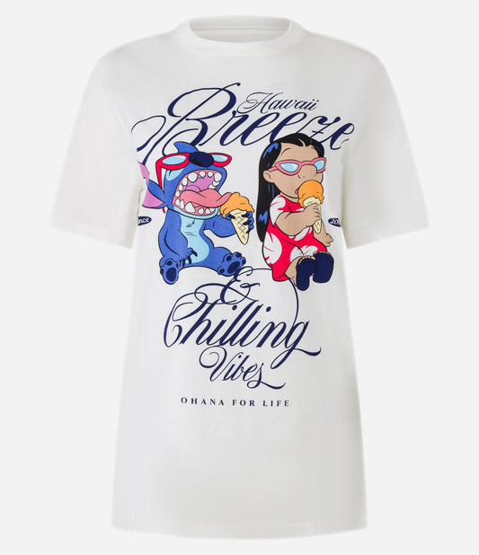 Maglietta in cotone bianco con stampa Hawaii Breeze a punti