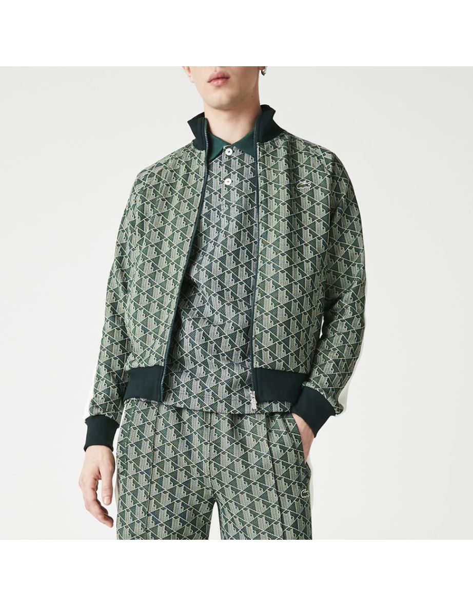 Jaqueta masculina Lacoste Live Green Monogram Patterned Jacquard Track Jacket