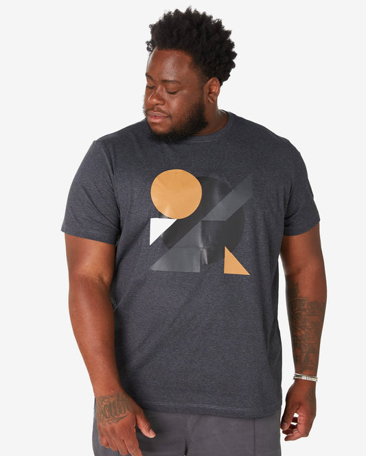 Camiseta masculina Plus Size de manga curta Abstract Charcoal Gray da Allman para Riachuelo