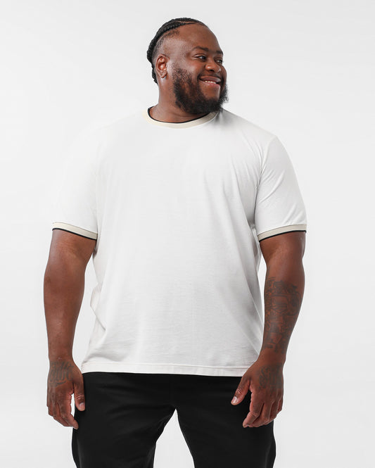 Camiseta masculina plus size branca lisa com recorte | Original Plus by Riachuelo