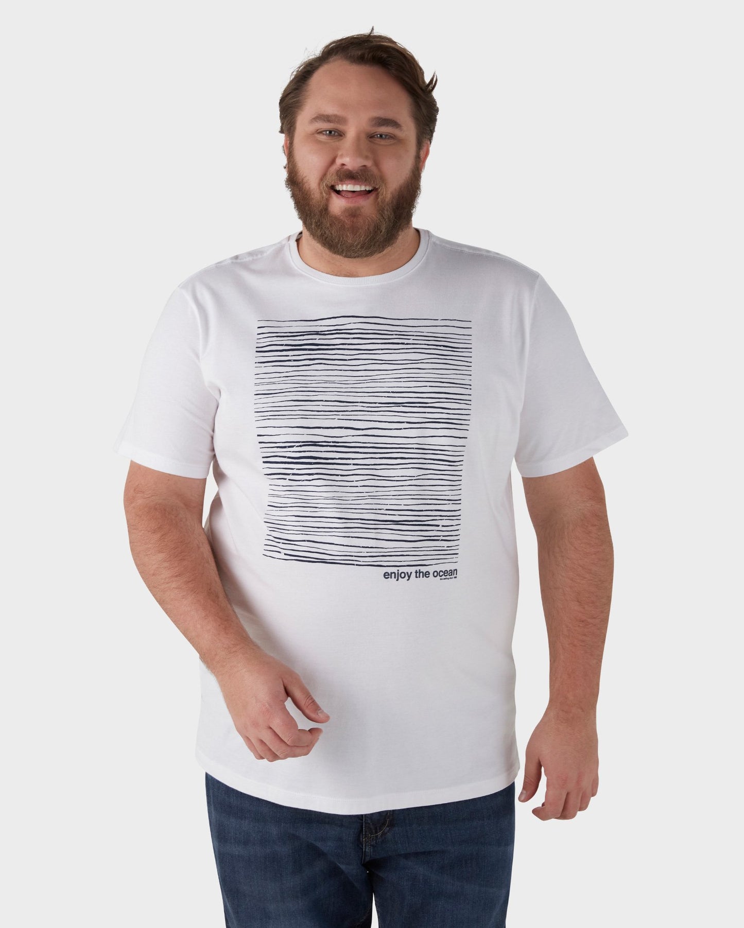 Maglietta taglie forti "Enjoy The Ocean" - Bianco