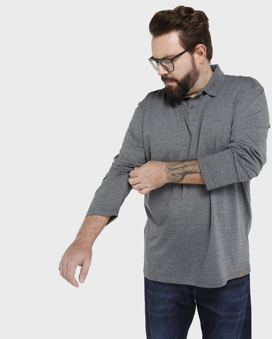 Camisa polo preta lisa plus size