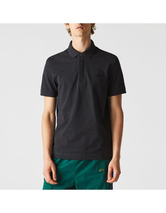 Camisa polo masculina Lacoste Paris Regular Fit Cotton Piqué - Cinza
