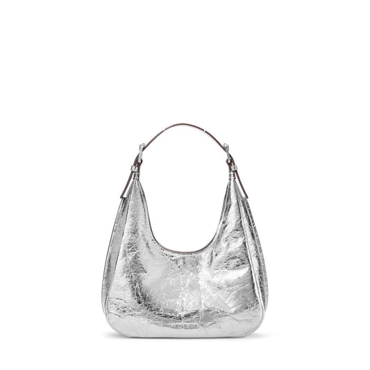 Bolsa de luxo refinada - Bolsa de ombro pequena de couro metálico Nolita da Michael Kors