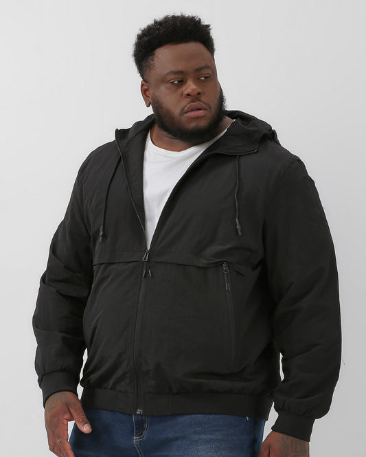 Jaqueta corta-vento preta plus size masculina, poliamida | Original Plus da Riachuelo