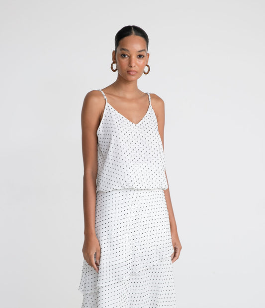 White V-Neck Sleeveless Fitted Blouse
