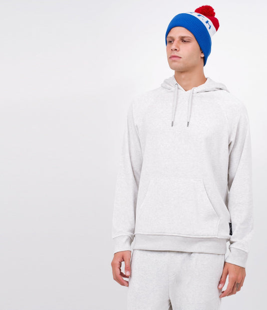 Felpa con cappuccio in peluche bianca con canguro