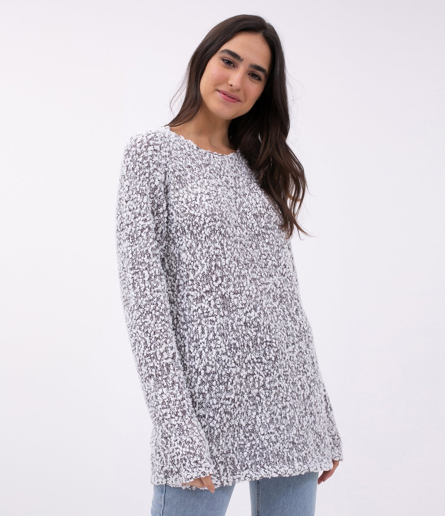 Long Gray Chenille Sweater