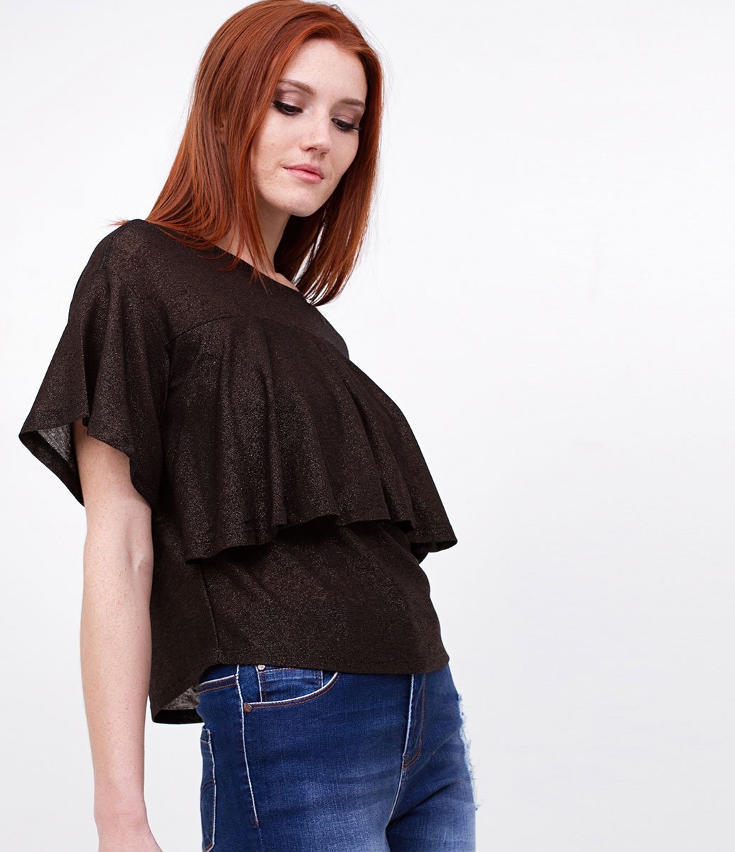 Black Ruffled Blouse