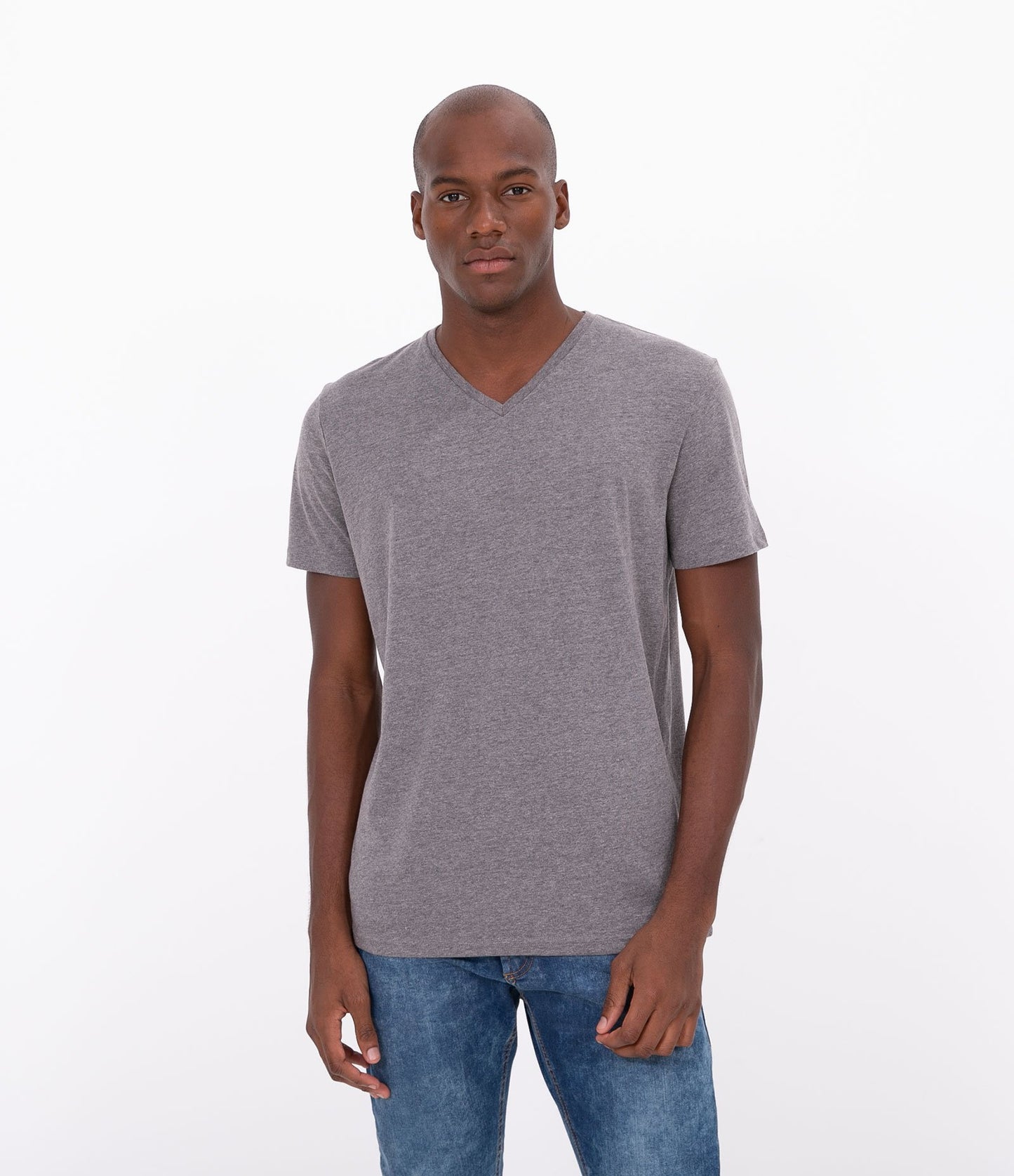 Dark Gray Basic V-Neck T-Shirt