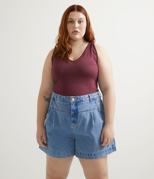 Camiseta regata de viscose com alça de nó, Curve & Plus Size, vermelho vinho