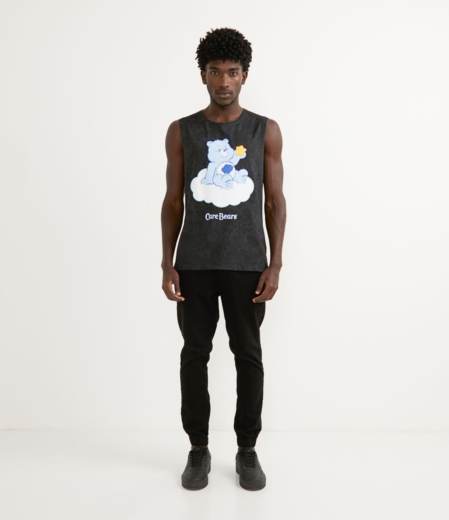 Canotta in marmo nero con stampa orsetti