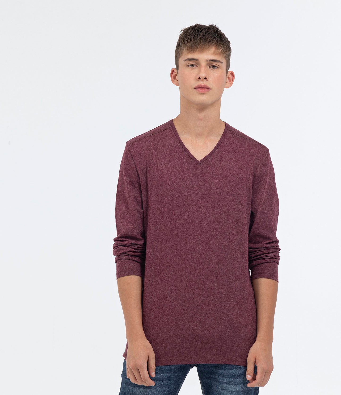 Maglietta Basic con scollo a V rossa