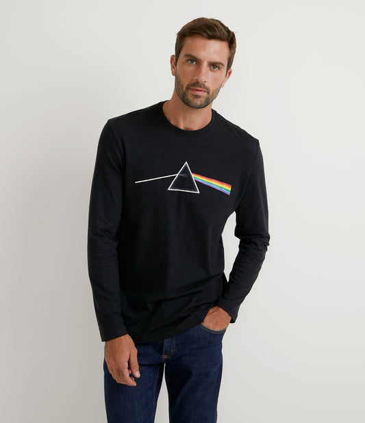 Maglietta a maniche lunghe con stampa Pink Floyd in nero
