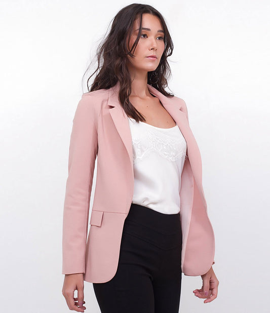 Blazer lungo in crepe rosa