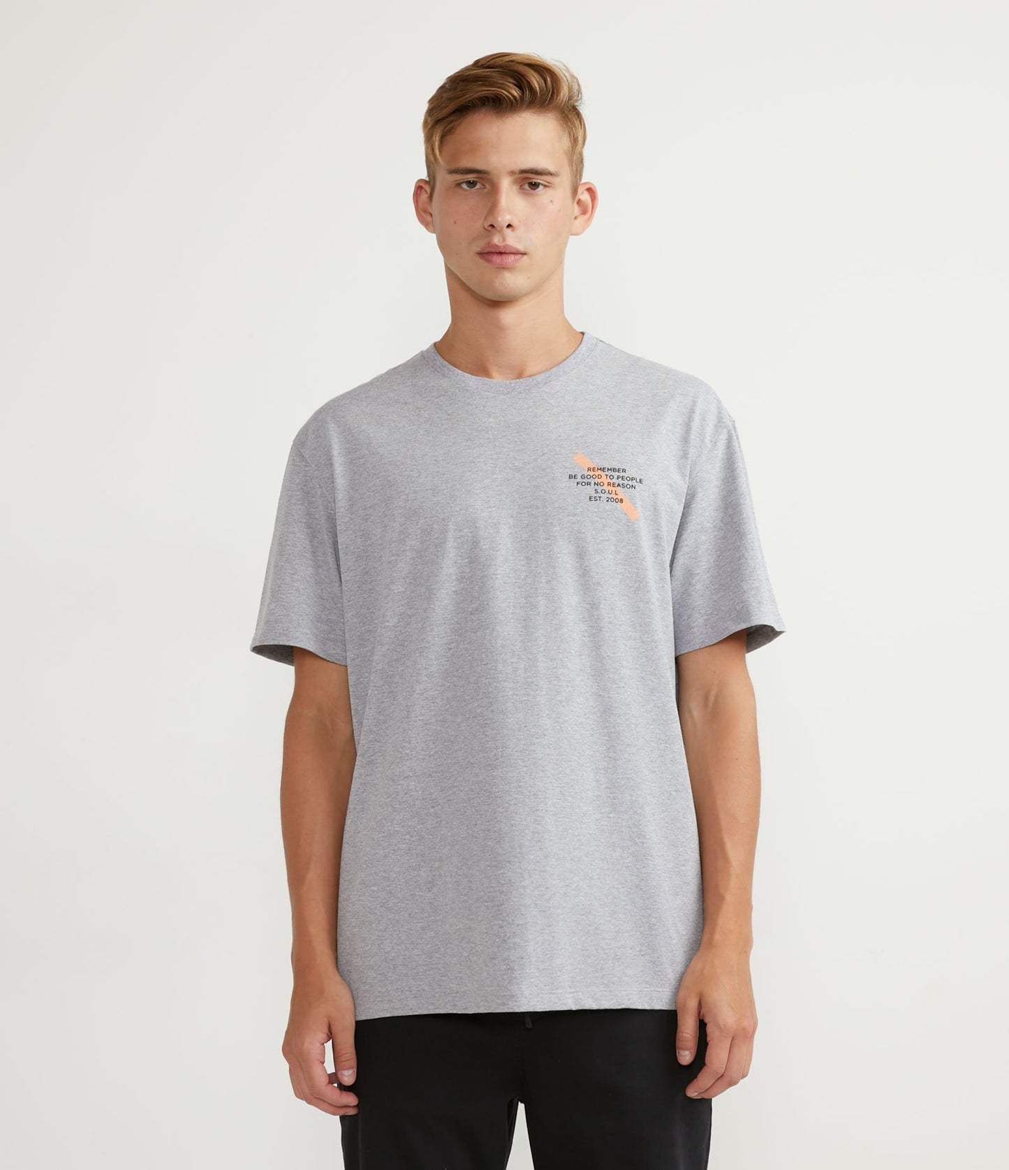 Maglietta a maniche corte a mezza maglia con scritta "Remember Be Good" - Grigio