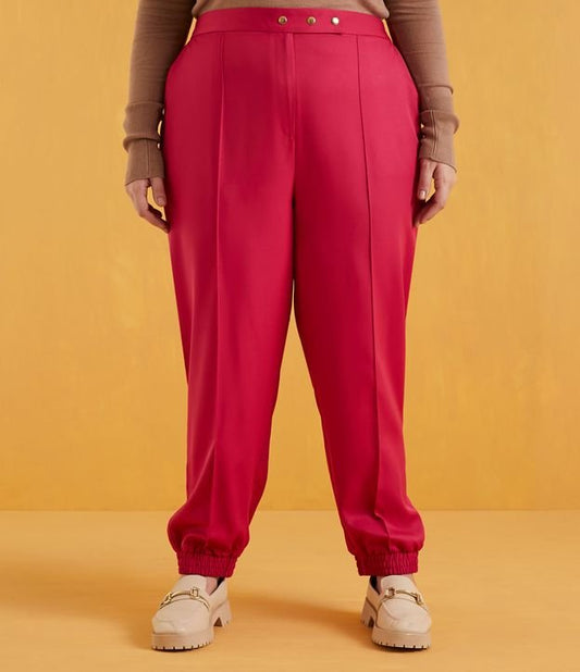 Pantalones de chándal a medida con botones dorados - Tallas grandes y curvas, Rosa