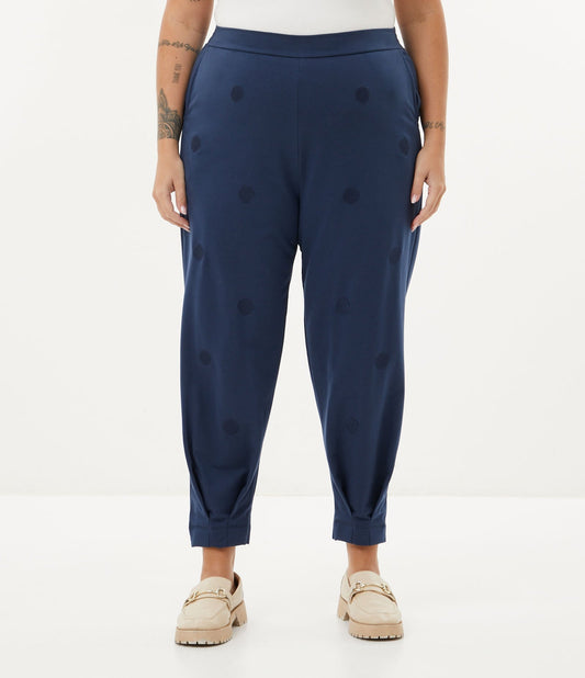 Pantalón de chándal azul con bordado de lunares - Tallas grandes y curvas