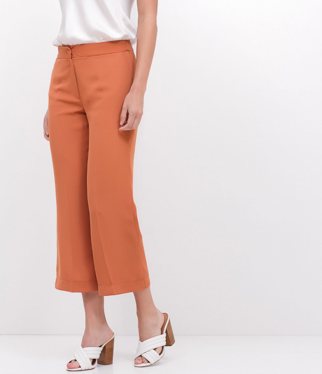 Brown Cropped Tailored Pants