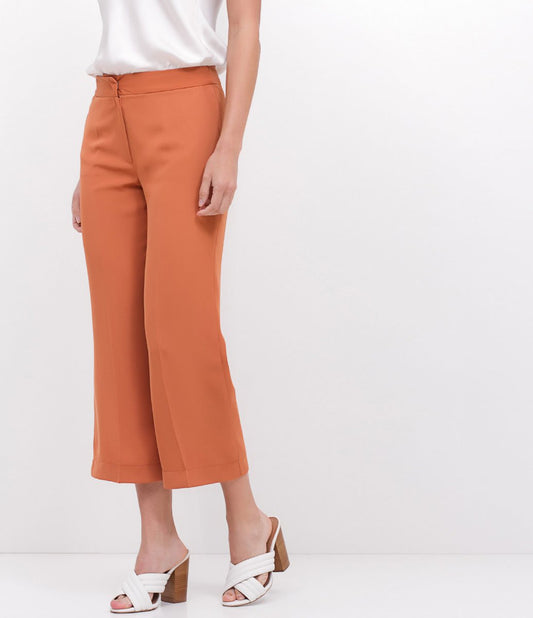 Brown Cropped Tailored Pants