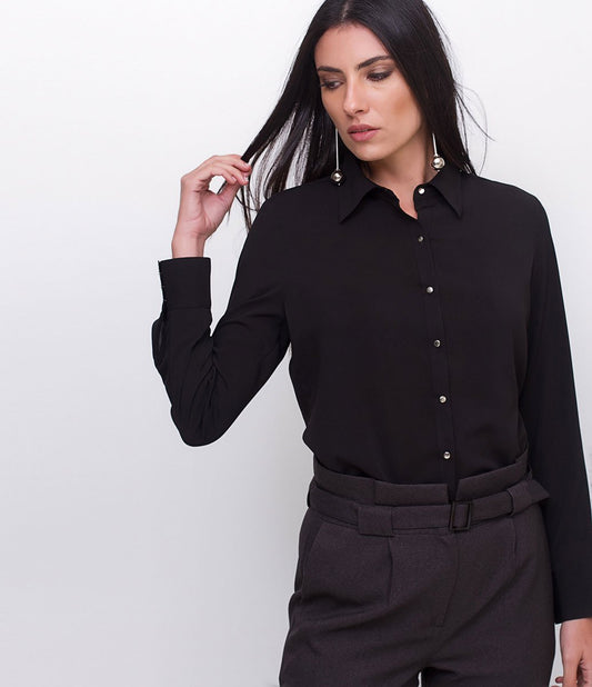 Camicia con bottoni in metallo nero