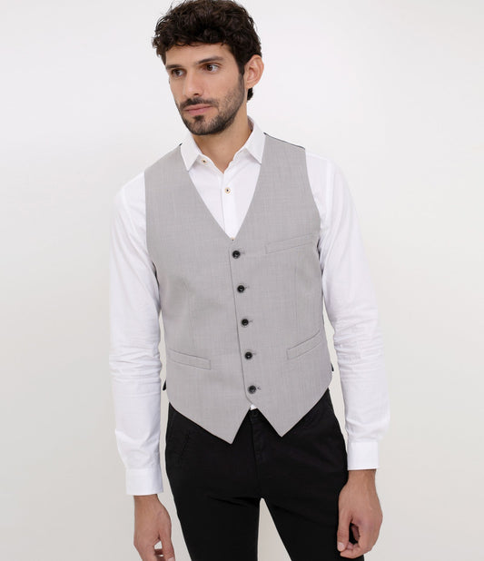 Slim Gray Vest in Polyviscose